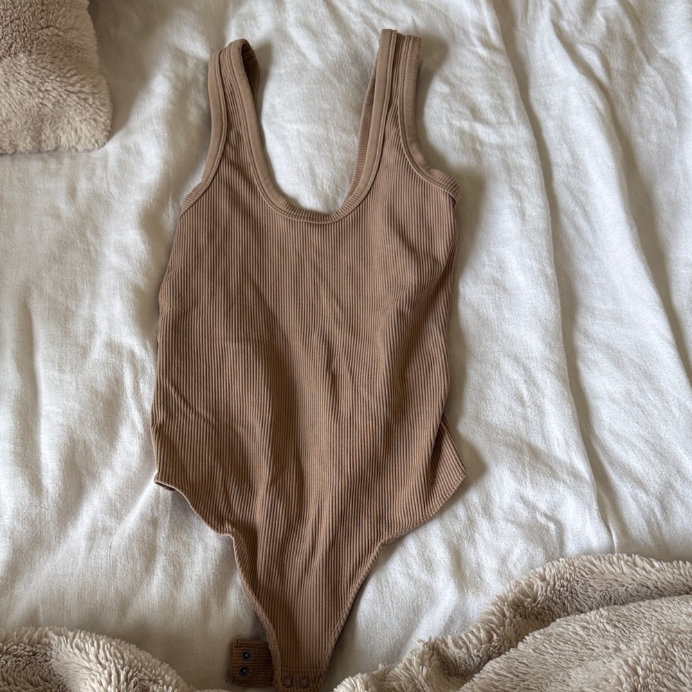 Abercrombie & Fitch Tan Ribbed Bodysuit
